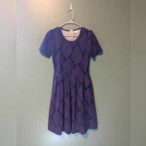 LuLaRoe Purple Leaf-Pattern Short Sleeve Dress